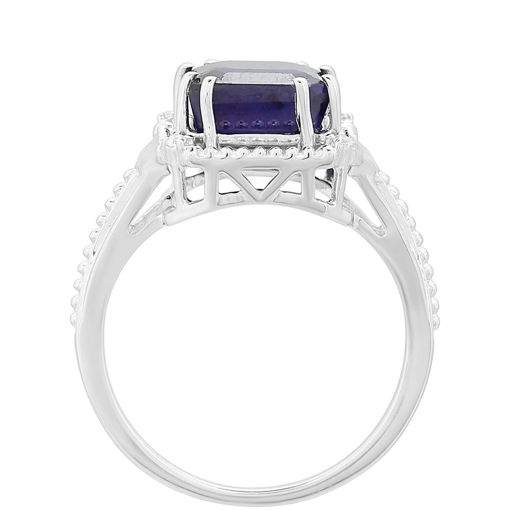 Anillo de Plata con Zafiro de Tailandia y Topacio Blanco