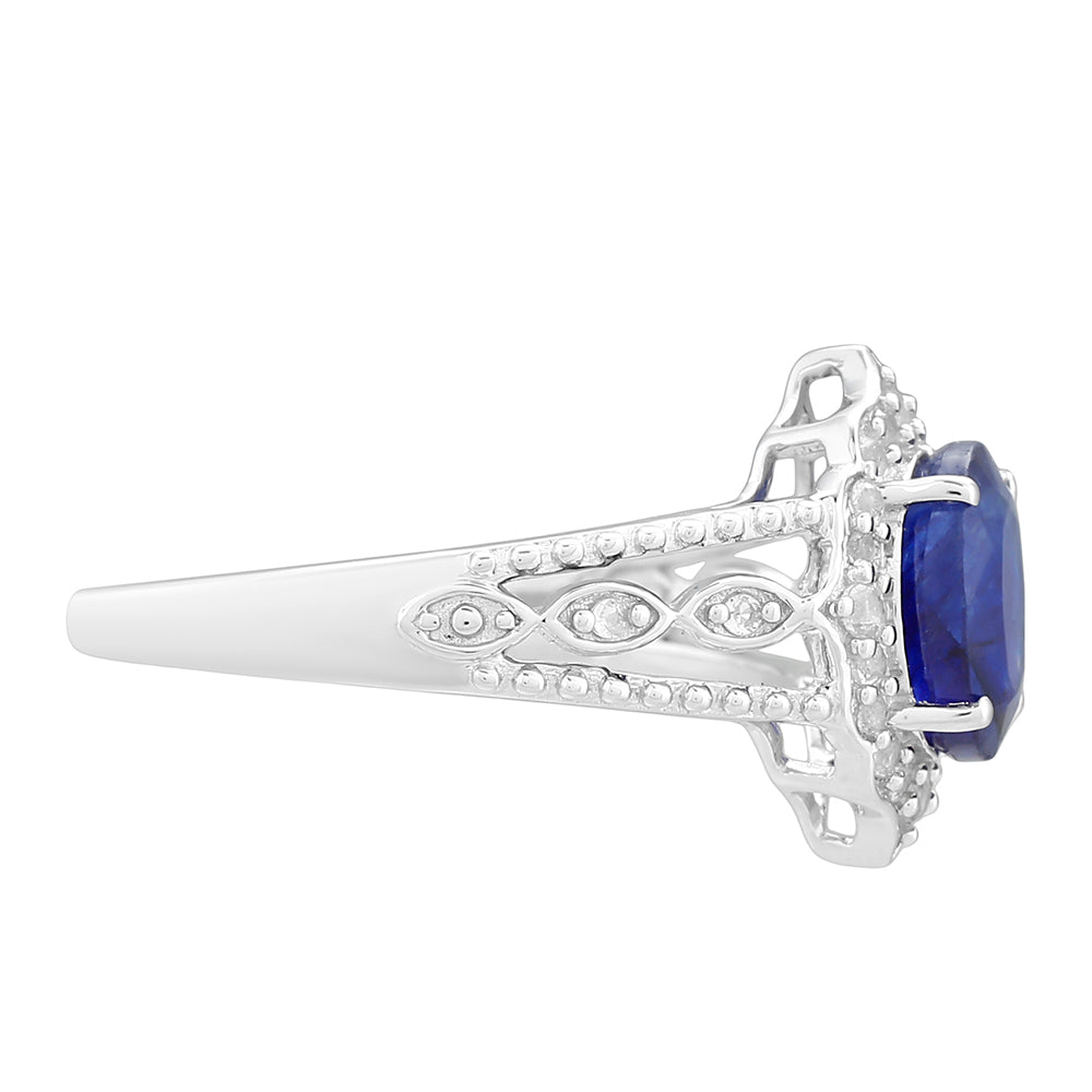 Anillo de Plata con Zafiro de Tailandia y Topacio Blanco 2 