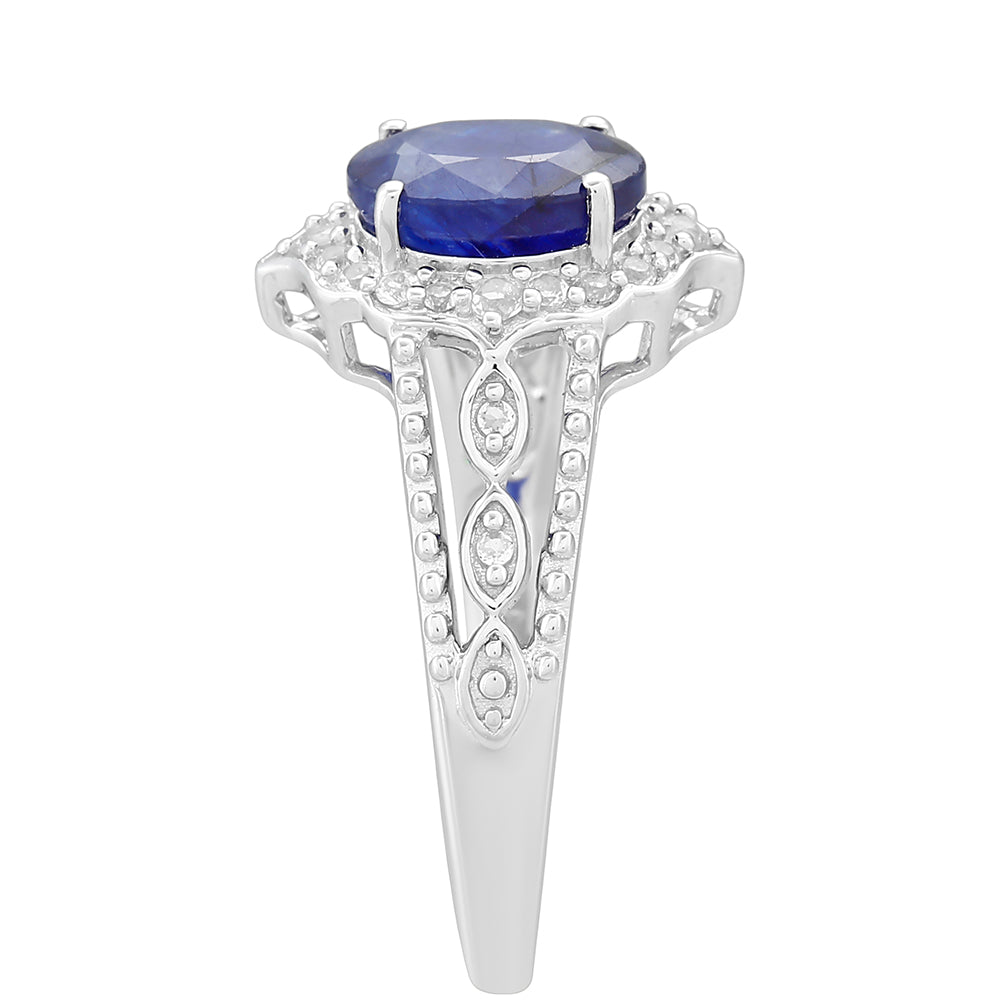 Anillo de Plata con Zafiro de Tailandia y Topacio Blanco 3 