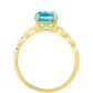 Anillo de Plata Bañada en Oro con Cuarzo Paraiba