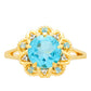 Anillo de Plata Bañada en Oro con Cuarzo Paraiba y Topacio Azul Libertad