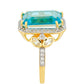 Anillo de Plata Bañada en Oro con Cuarzo Paraiba y Topacio Blanco