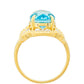 Anillo de Plata Bañada en Oro con Cuarzo Paraiba y Topacio Blanco