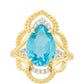 Anillo de Plata Bañada en Oro con Cuarzo Paraiba y Topacio Blanco