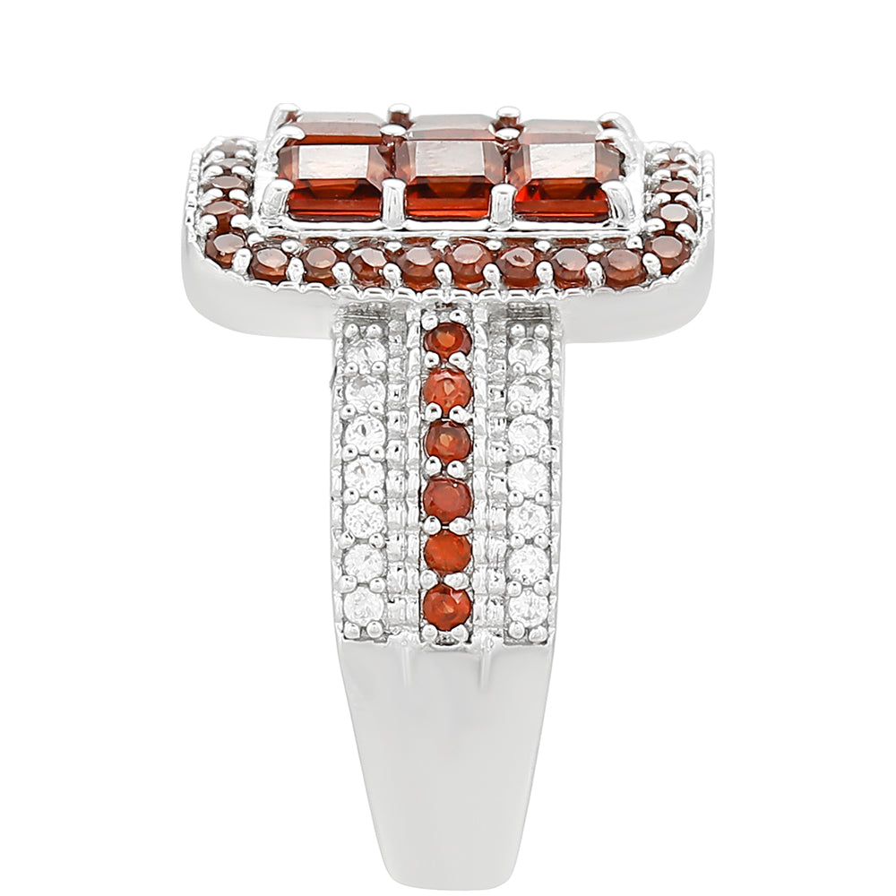 Anillo de Plata con Granate y Topacio Blanco