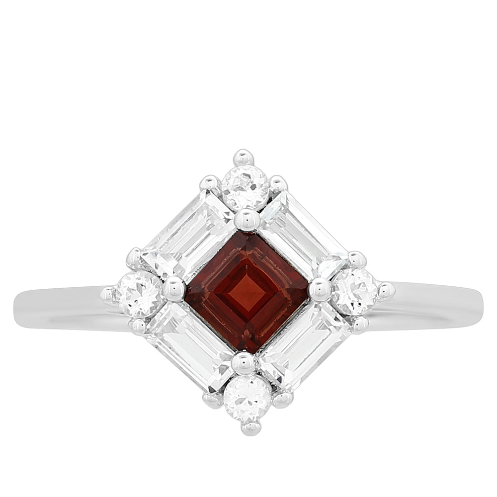 Anillo de Plata con Granate y Topacio Blanco 1 