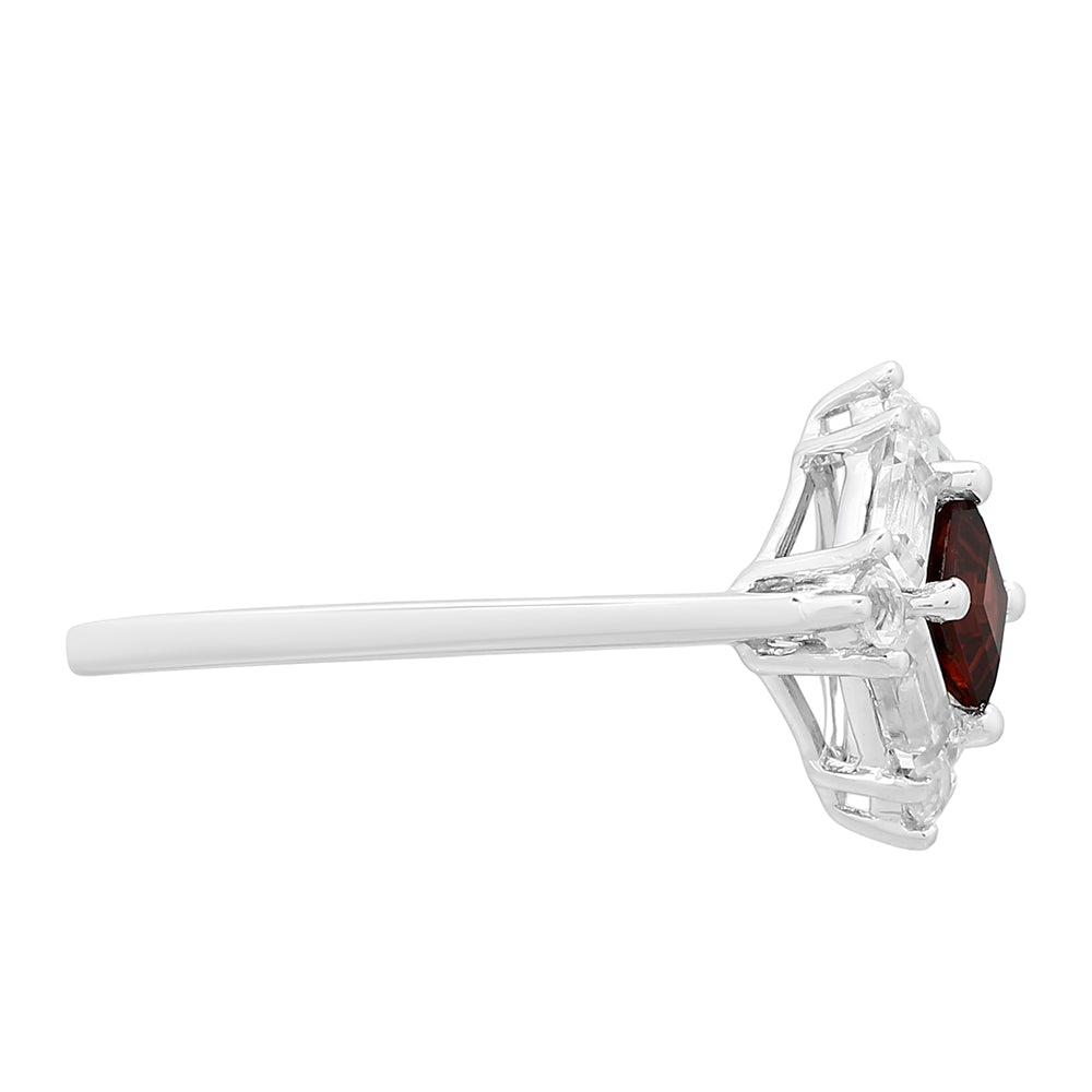Anillo de Plata con Granate y Topacio Blanco