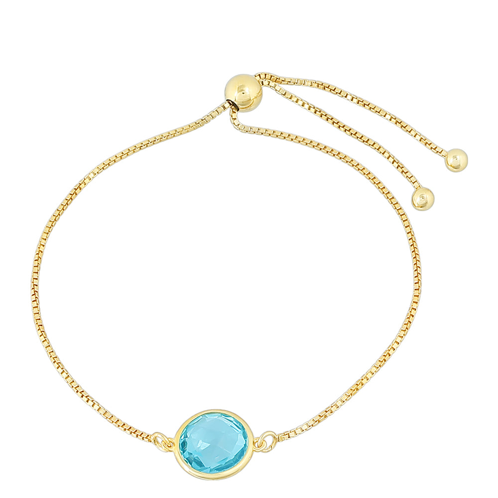 Pulsera de Plata Bañada en Oro con Cuarzo Paraiba