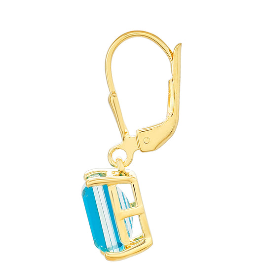 Pendientes de Plata Bañada en Oro con Cuarzo Paraiba