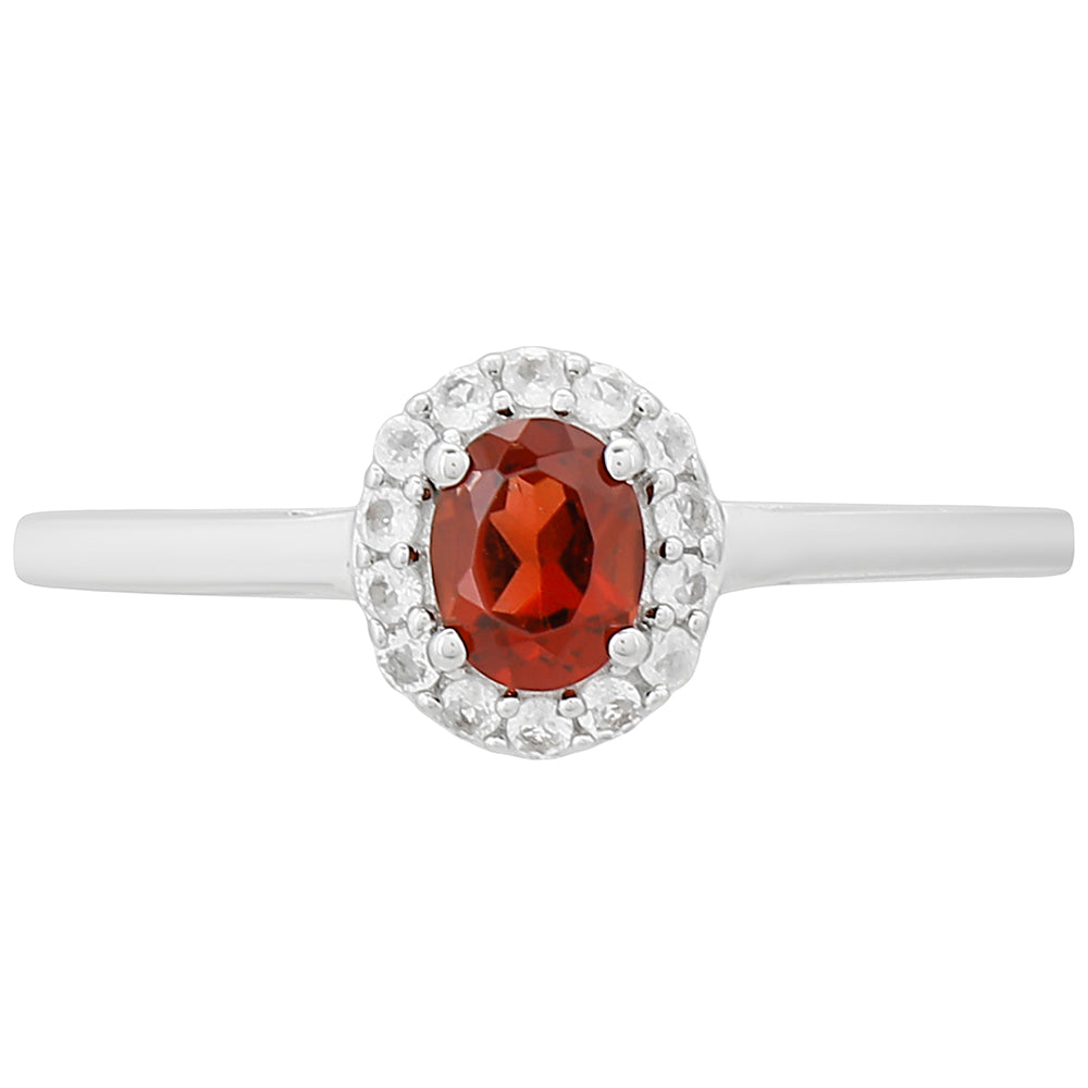 Anillo de Plata con Granate y Topacio Blanco