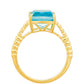 Anillo de Plata Bañada en Oro con Cuarzo Paraiba