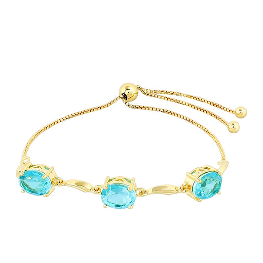 Pulsera de Plata Bañada en Oro con Cuarzo Paraiba