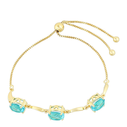 Pulsera de Plata Bañada en Oro con Cuarzo Paraiba