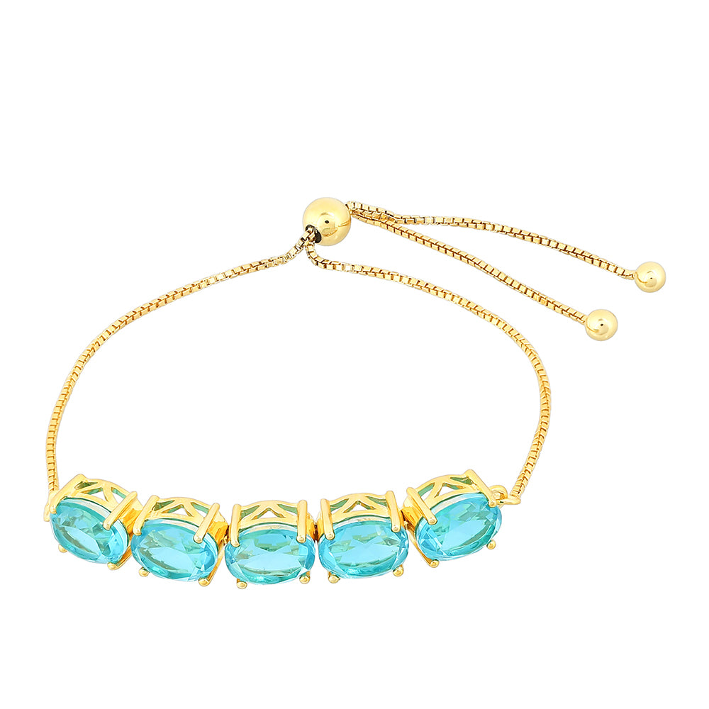 Pulsera de Plata Bañada en Oro con Cuarzo Paraiba 1 