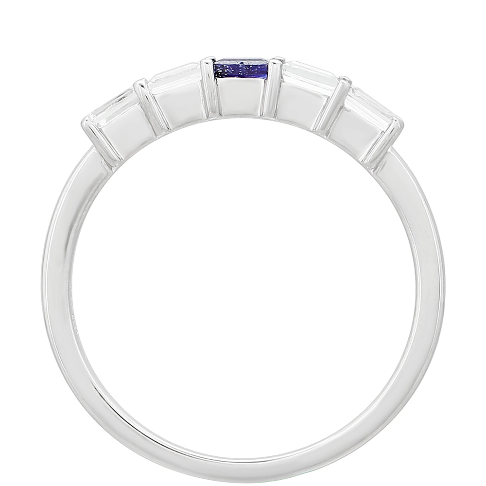 Anillo de Plata con Zafiro de Tailandia y Topacio Blanco 4 