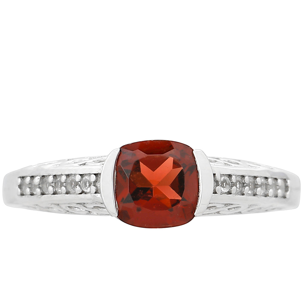 Anillo de Plata con Granate y Topacio Blanco 1 
