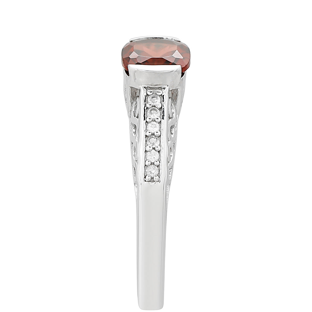 Anillo de Plata con Granate y Topacio Blanco