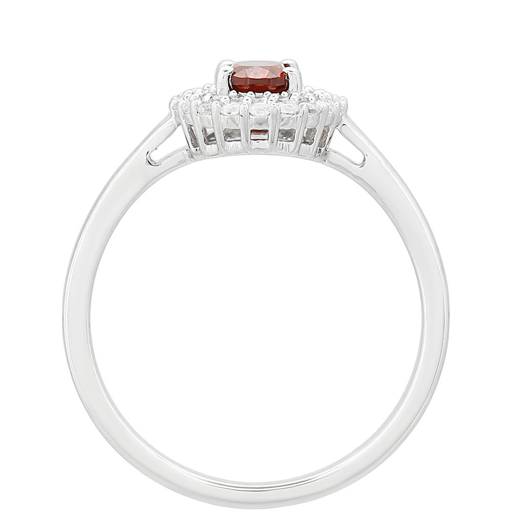 Anillo de Plata con Granate y Topacio Blanco 4 