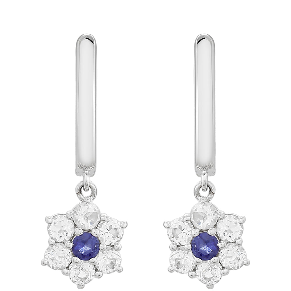 Pendientes de Plata con Zafiro de Tailandia y Topacio Blanco 1 