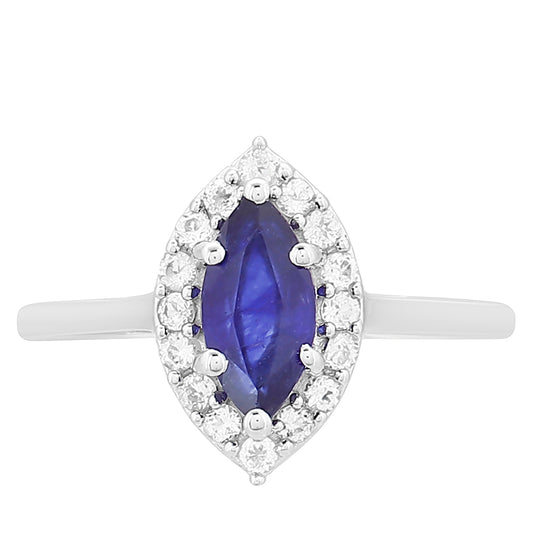 Anillo de Plata con Zafiro de Tailandia y Topacio Blanco