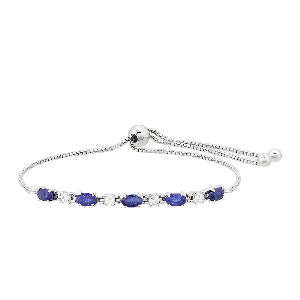 Pulsera de Plata con Zafiro de Tailandia y Topacio Blanco 1 