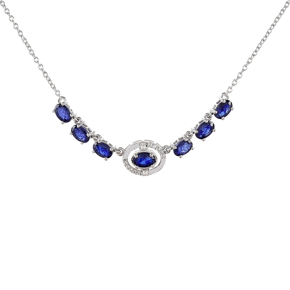 Collar de Plata con Zafiro de Tailandia y Topacio Blanco 1 