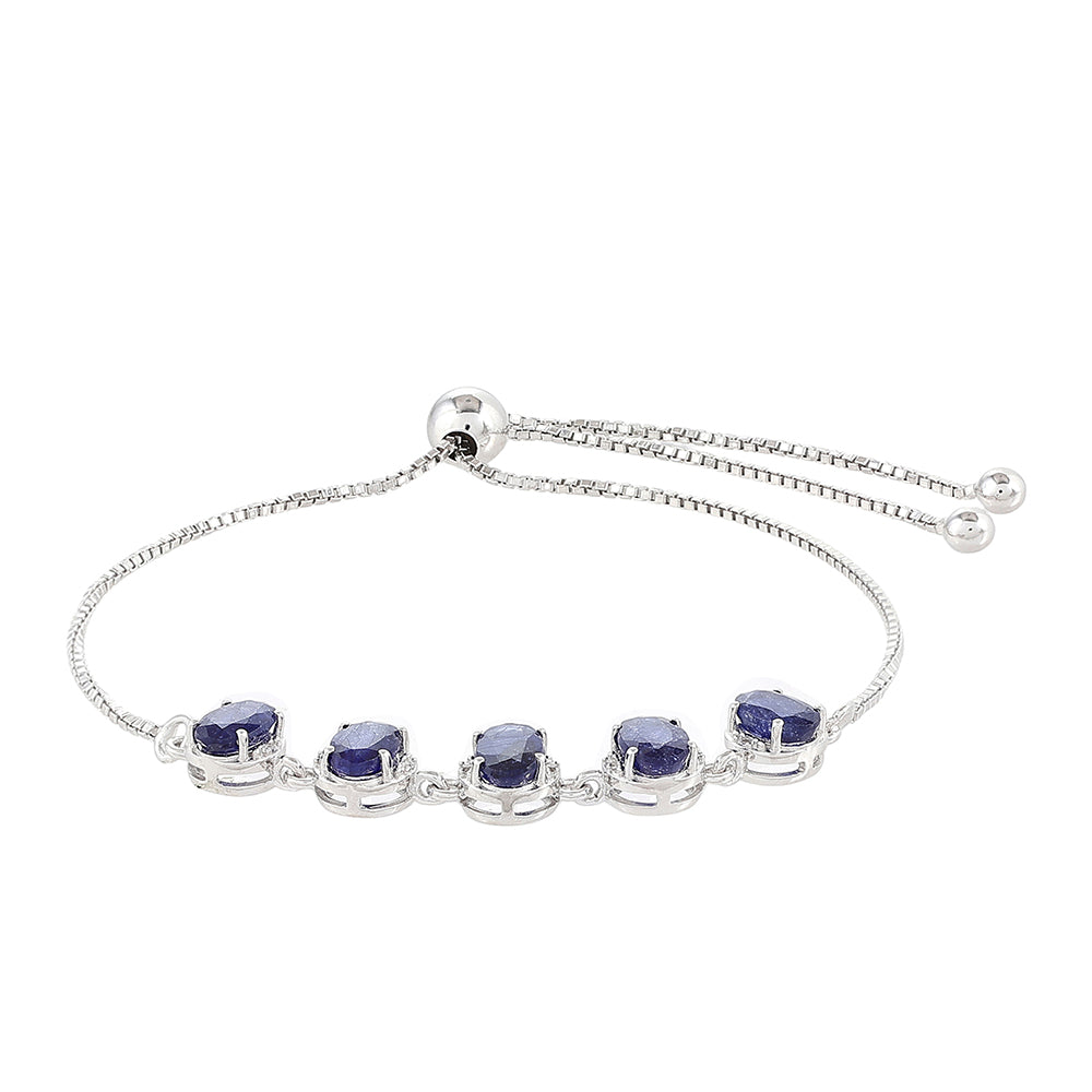 Pulsera de Plata con Zafiro de Tailandia y Topacio Blanco 2 