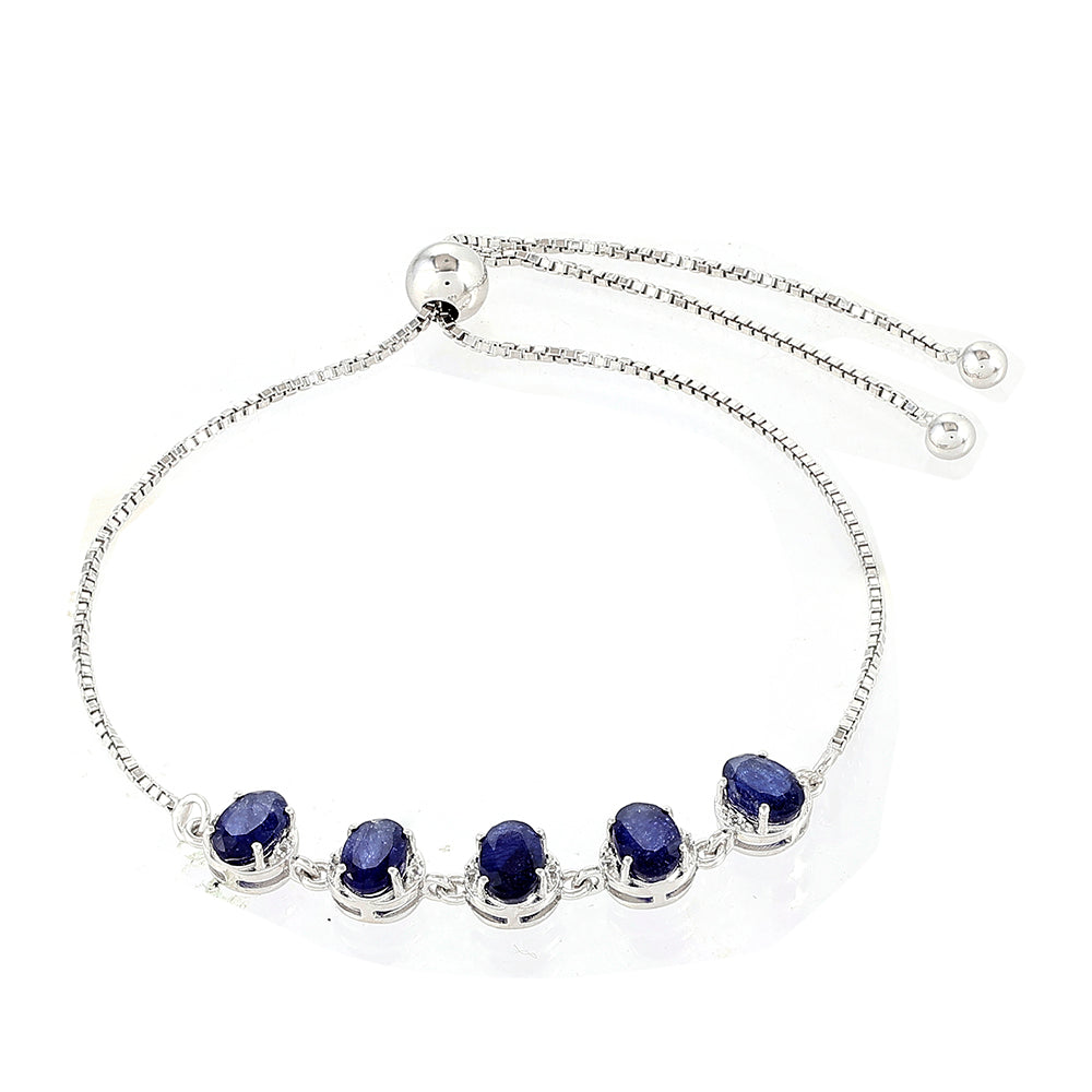 Pulsera de Plata con Zafiro de Tailandia y Topacio Blanco 1 