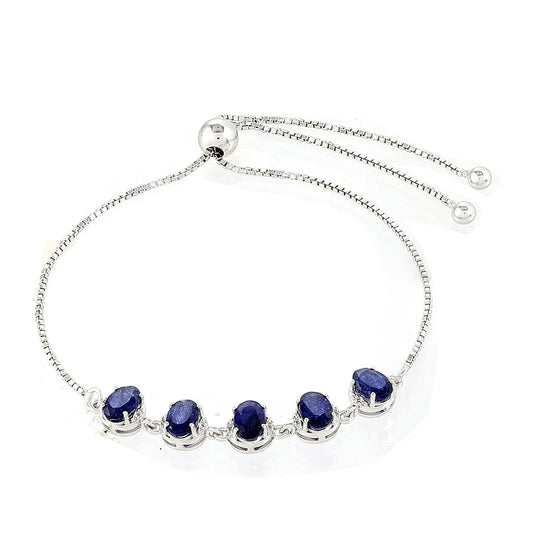 Pulsera de Plata con Zafiro de Tailandia y Topacio Blanco