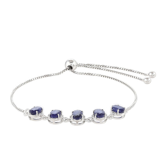 Pulsera de Plata con Zafiro de Tailandia y Topacio Blanco