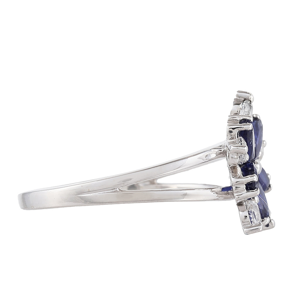 Anillo de Plata con Zafiro de Tailandia y Topacio Blanco 2 