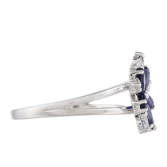 Anillo de Plata con Zafiro de Tailandia y Topacio Blanco