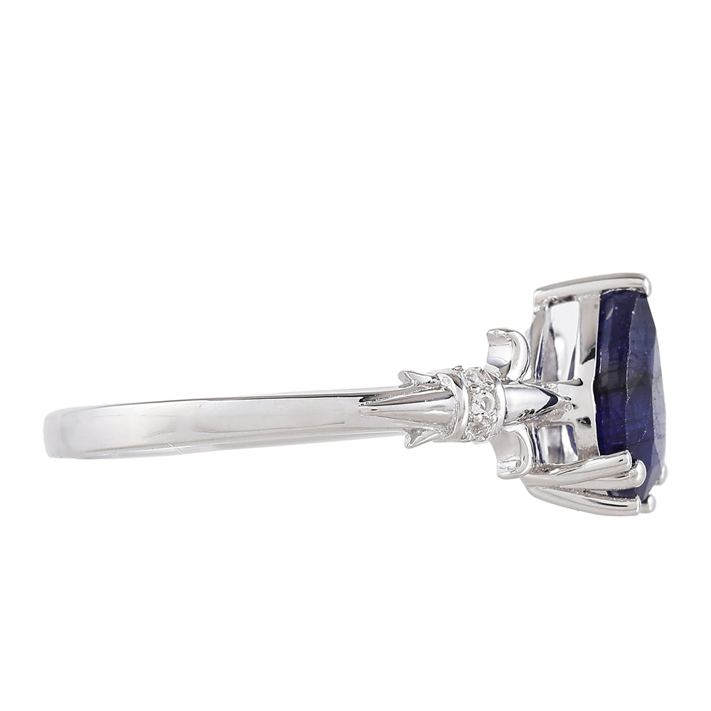 Anillo de Plata con Zafiro de Tailandia y Topacio Blanco 2 
