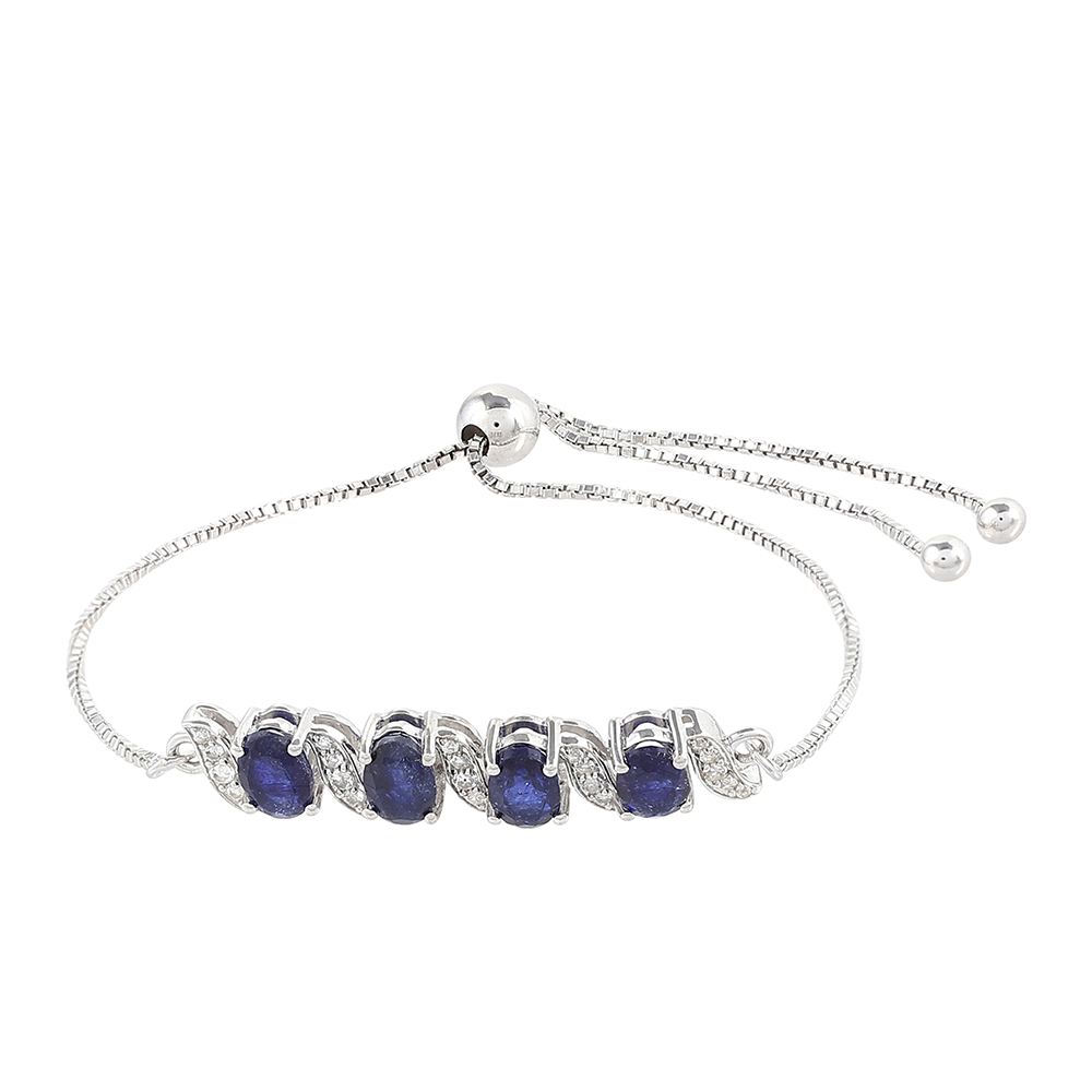 Pulsera de Plata con Zafiro de Tailandia y Topacio Blanco 1 