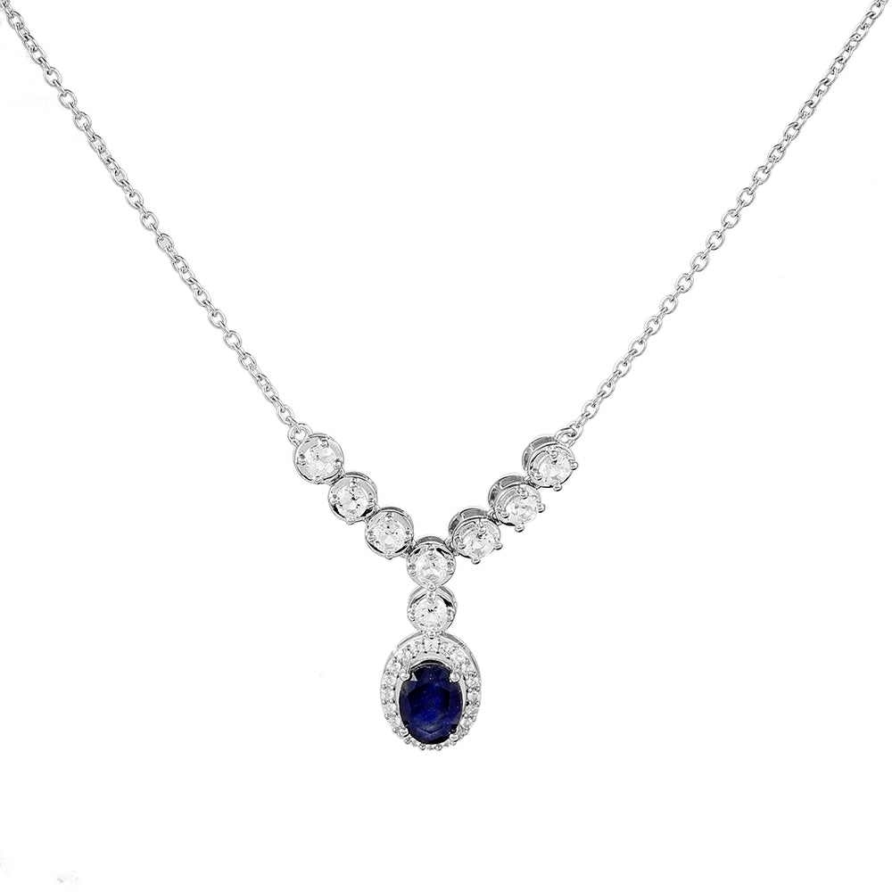 Collar de Plata con Zafiro de Tailandia y Topacio Blanco 1 