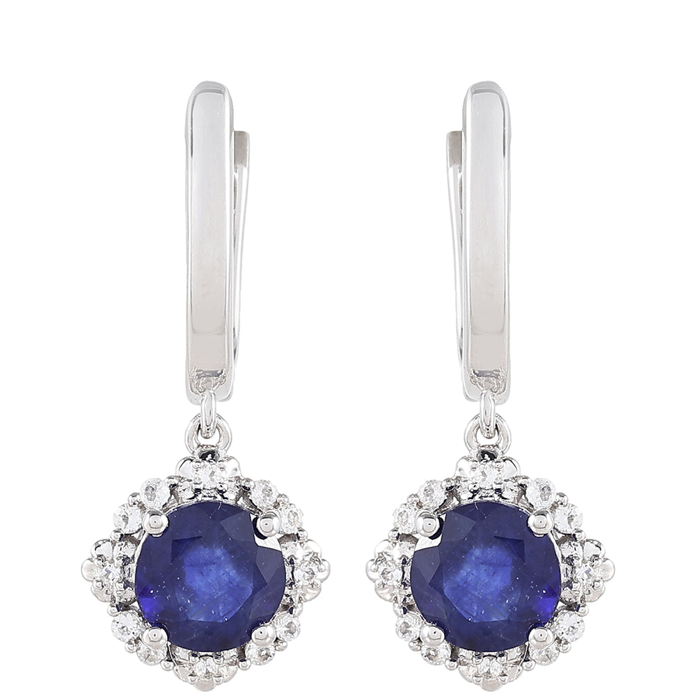 Pendientes de Plata con Zafiro de Tailandia y Topacio Blanco 1 