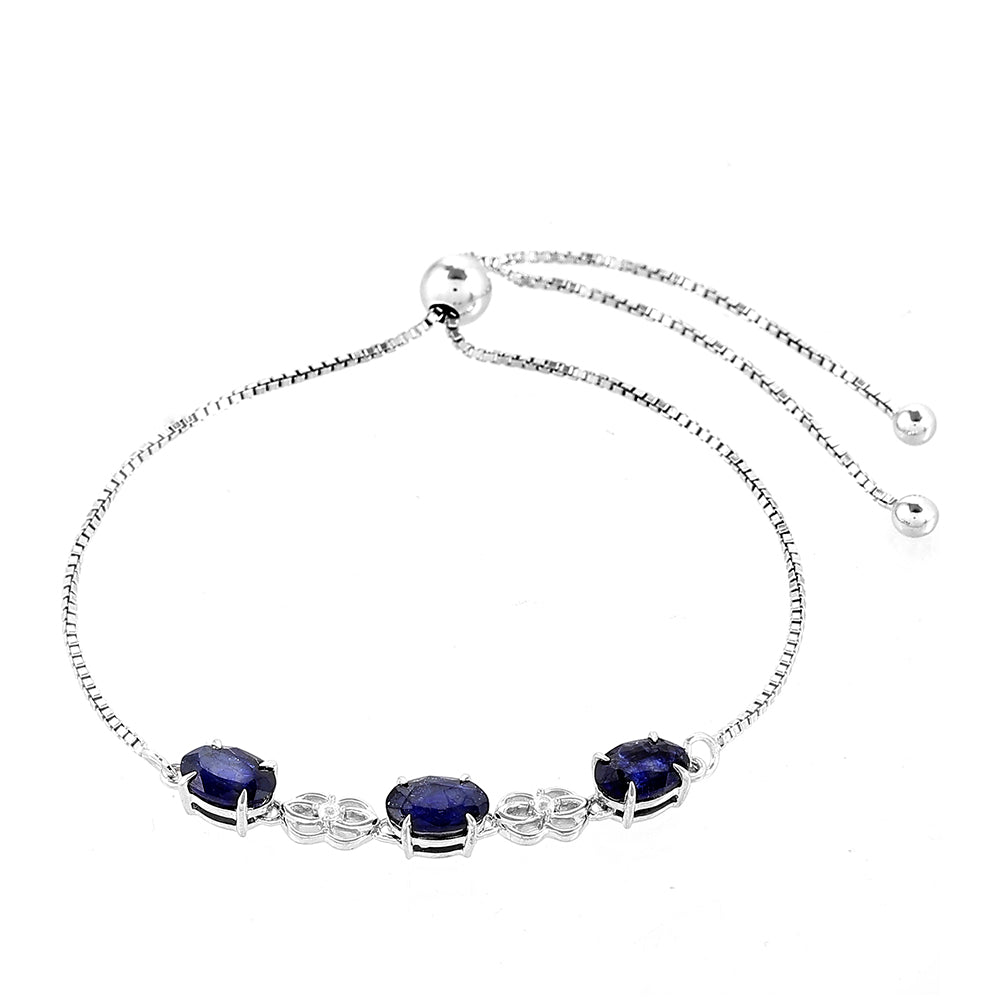 Pulsera de Plata con Zafiro de Tailandia y Topacio Blanco 1 