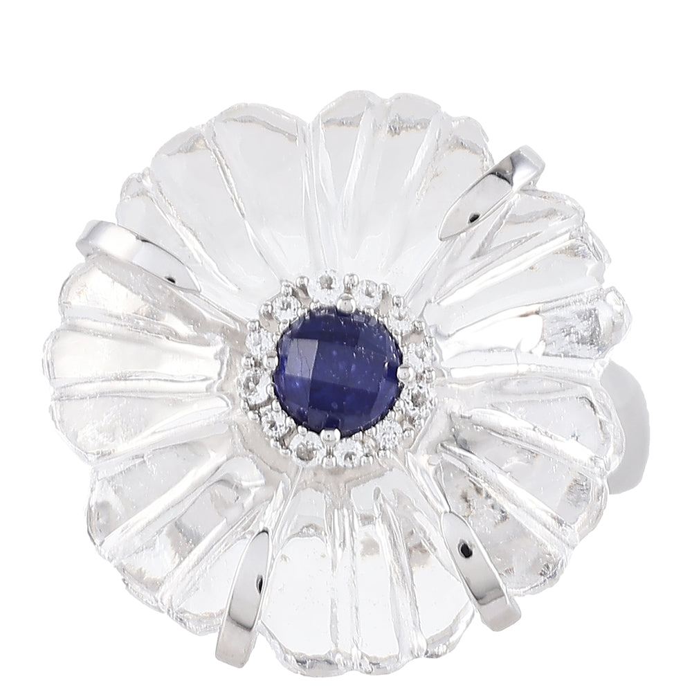 Anillo de Plata con Zafiro de Tailandia y Cuarzo de Cristal 1 
