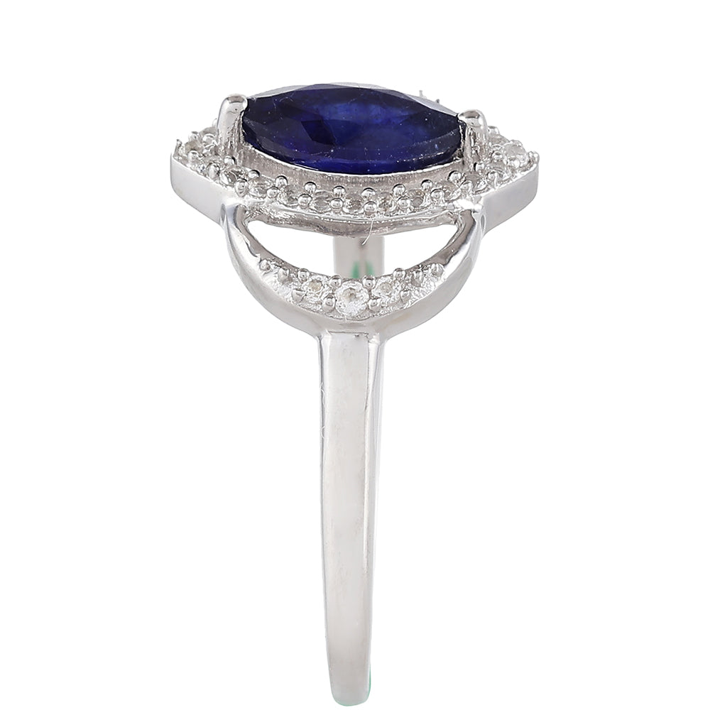 Anillo de Plata con Zafiro de Tailandia y Topacio Blanco 3 