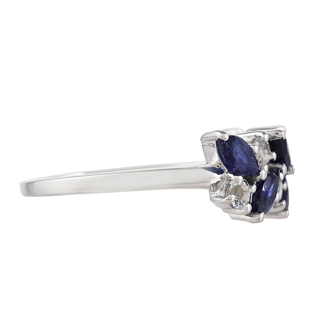 Anillo de Plata con Zafiro de Tailandia y Topacio Blanco 2 