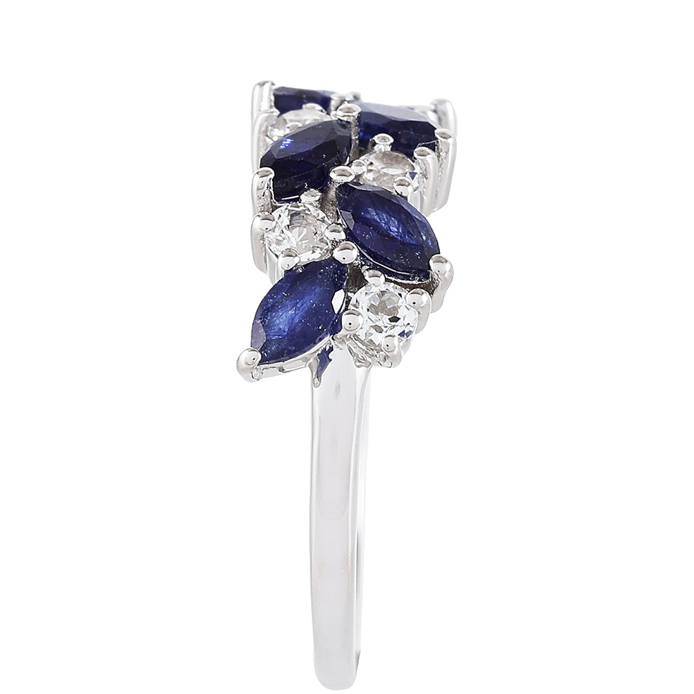Anillo de Plata con Zafiro de Tailandia y Topacio Blanco 3 