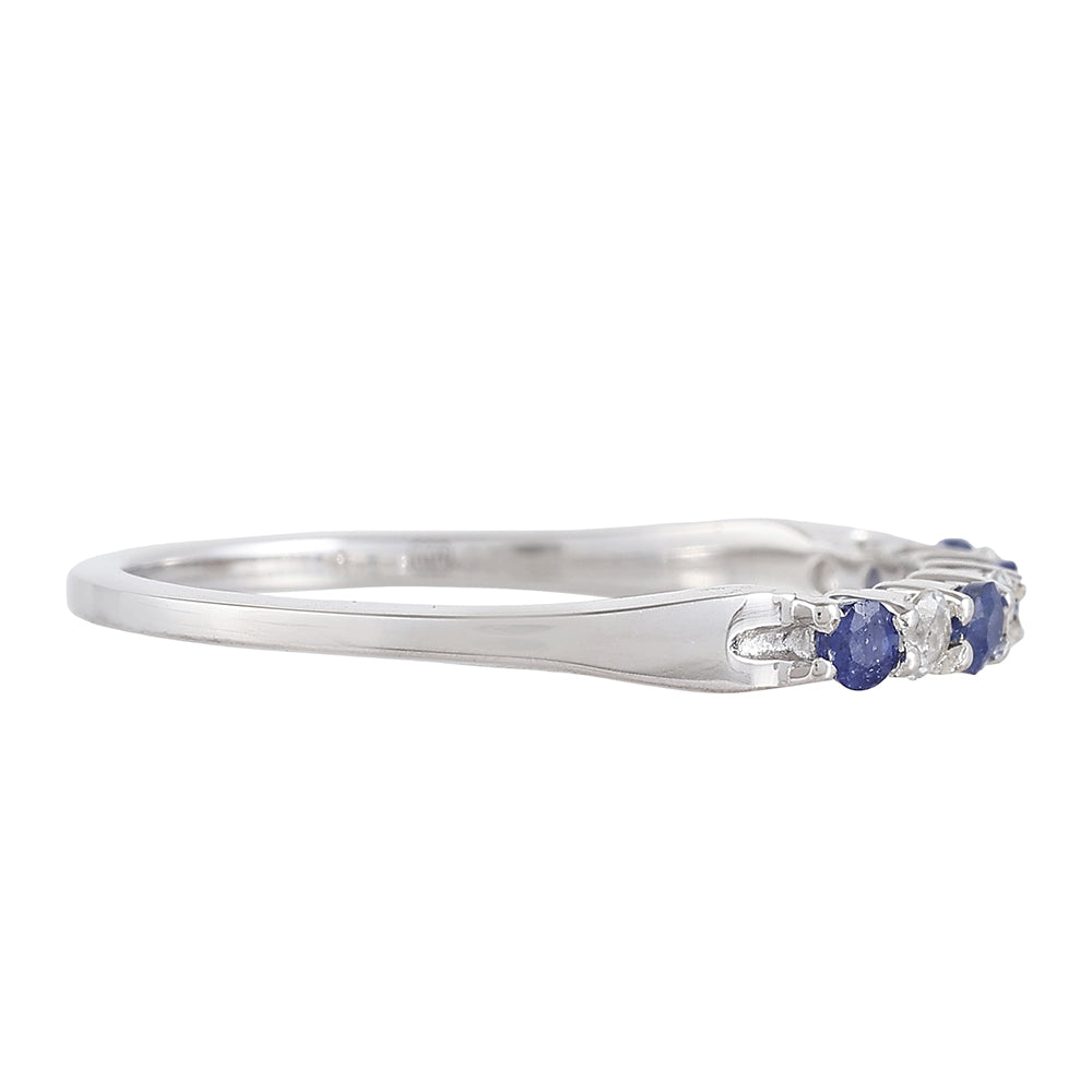Anillo de Plata con Zafiro de Tailandia y Topacio Blanco