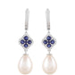 Pendientes de Plata con Zafiro de Tailandia y Perla blanca de agua dulce