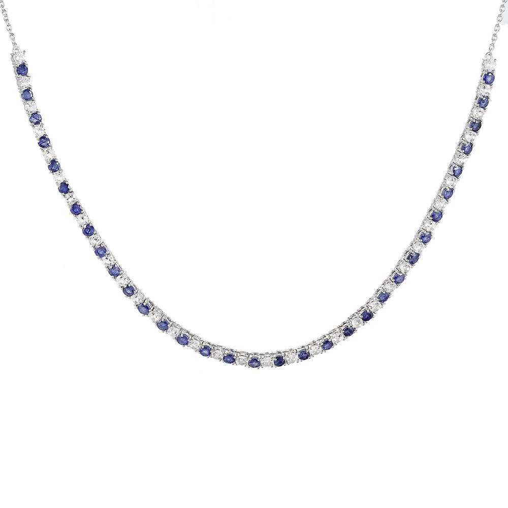 Collar de Plata con Zafiro de Tailandia y Topacio Blanco 1 
