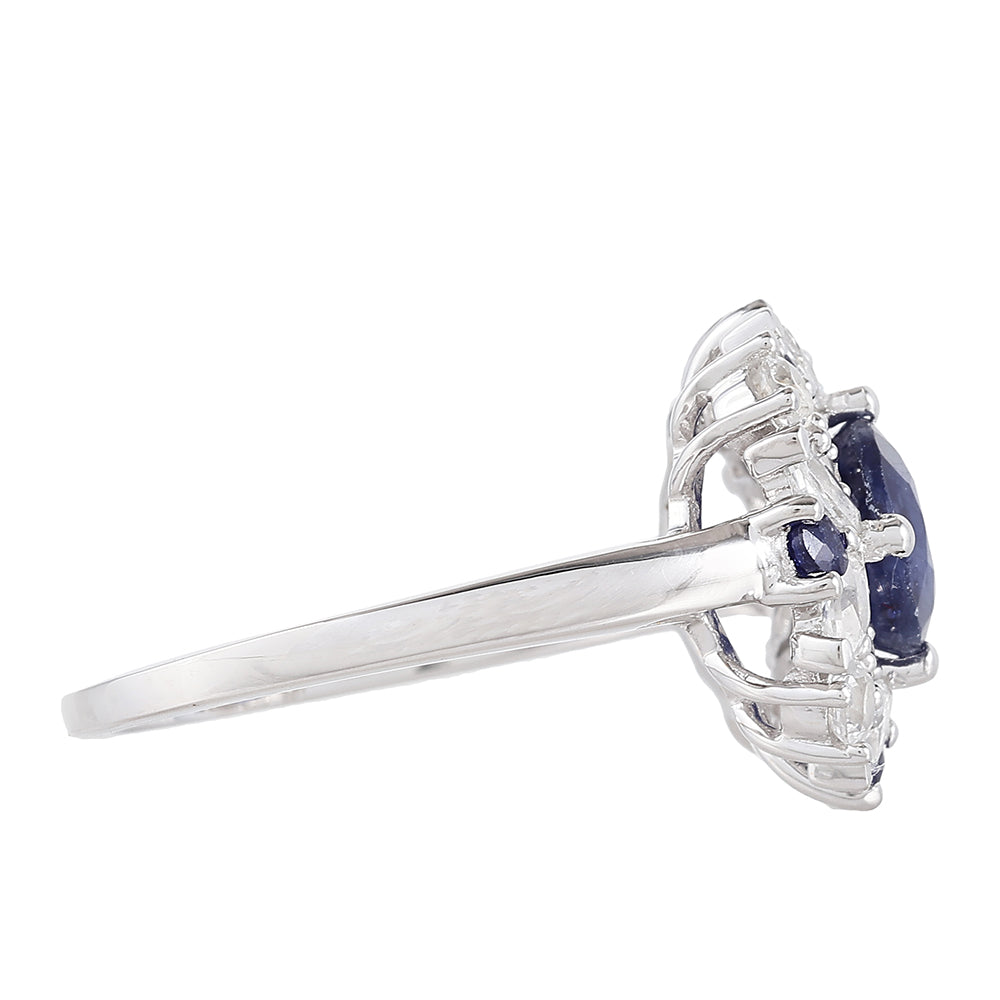 Anillo de Plata con Zafiro de Tailandia y Topacio Blanco 2 