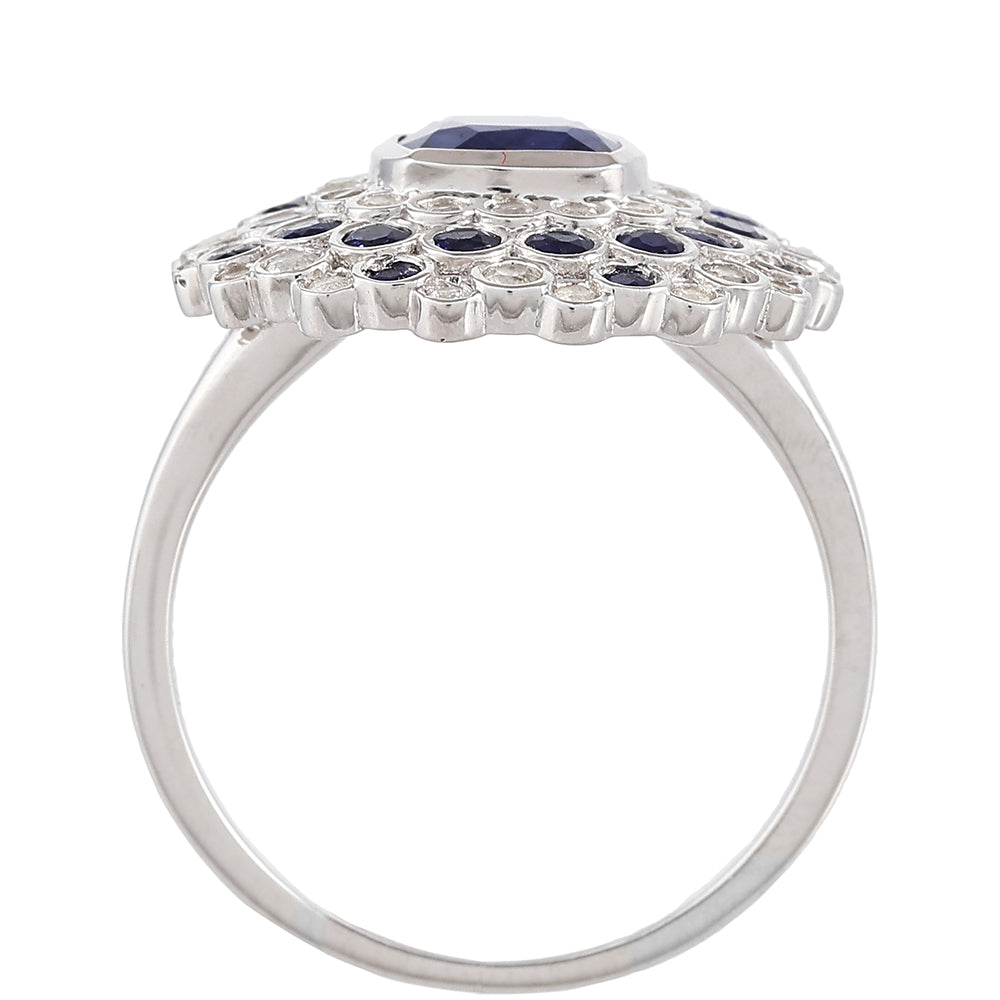 Anillo de Plata con Zafiro de Tailandia y Topacio Blanco 4 