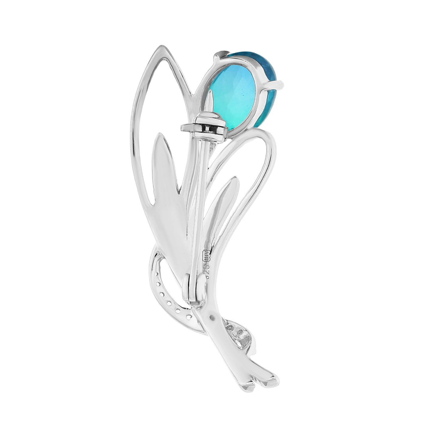 Broche de Plata con Cuarzo Pavo Real y Topacio Blanco