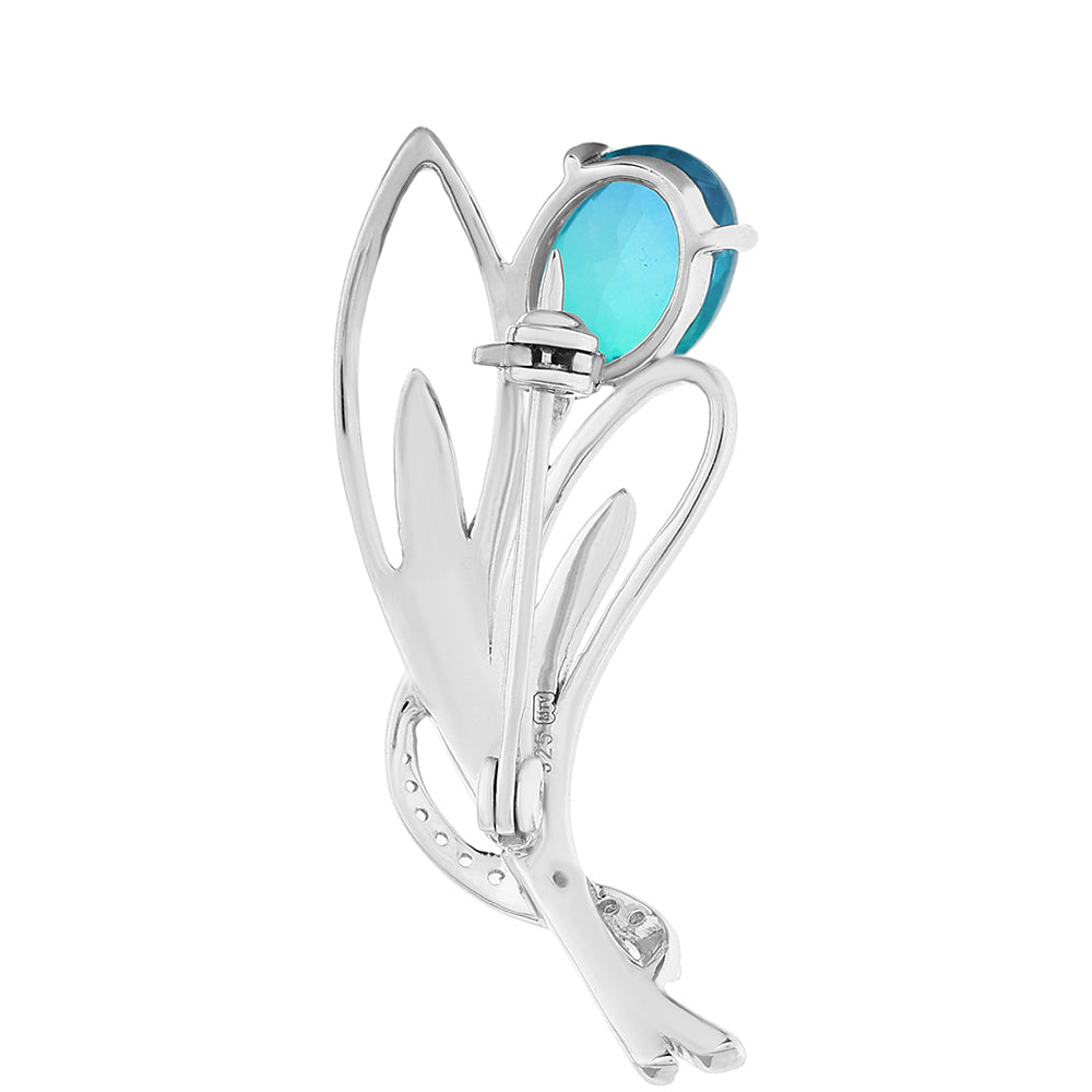 Broche de Plata con Cuarzo Pavo Real y Topacio Blanco 2 