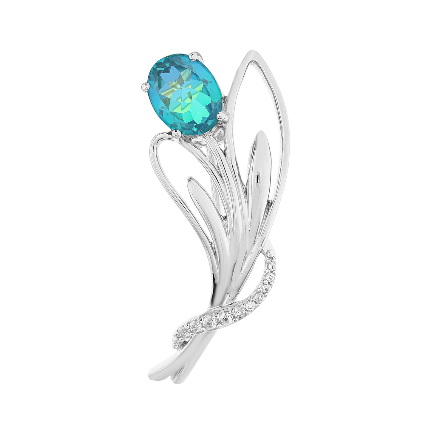 Broche de Plata con Cuarzo Pavo Real y Topacio Blanco