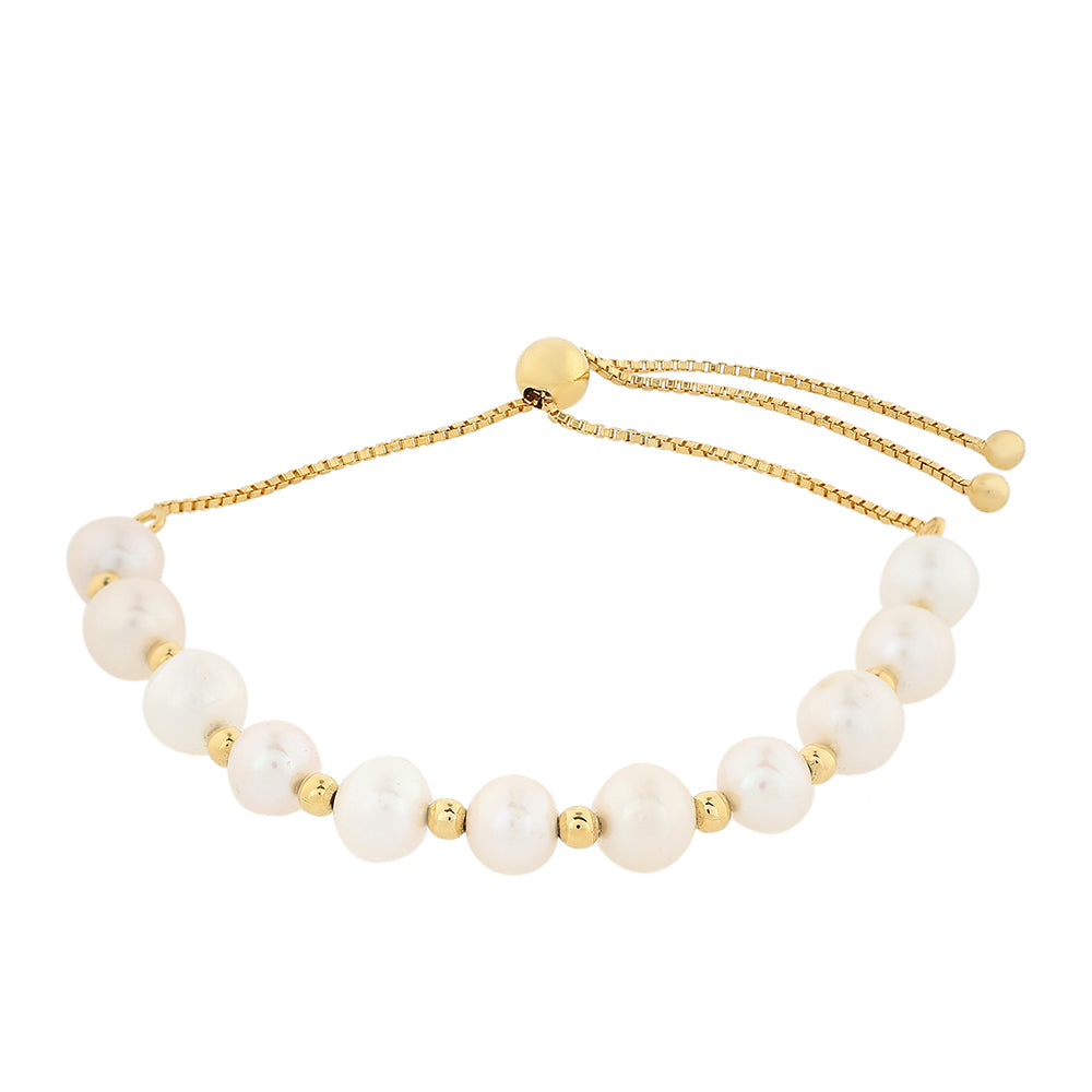 Pulsera de Plata Bañada en Oro con Perla Barroca Cultivada de Agua Dulce
